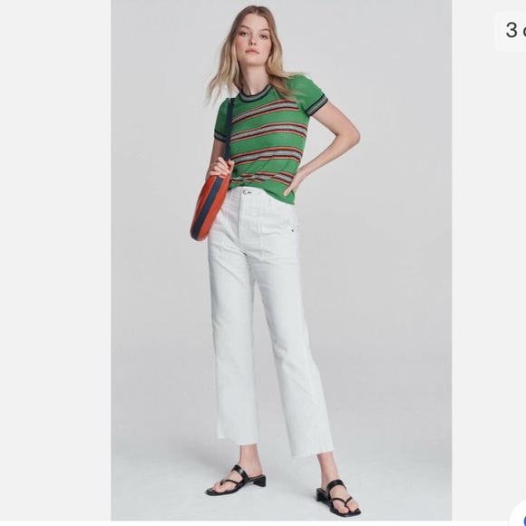 RAG & BONE KAYE CHINO SUPER HIGH WAISTED COTTON WHITE PANTS. NWT $250. SZ 24.